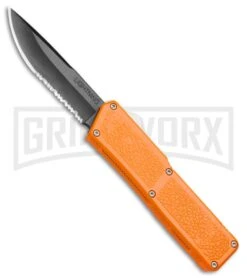 Lightning Orange D/A OTF Automatic Knife - Black Serr
