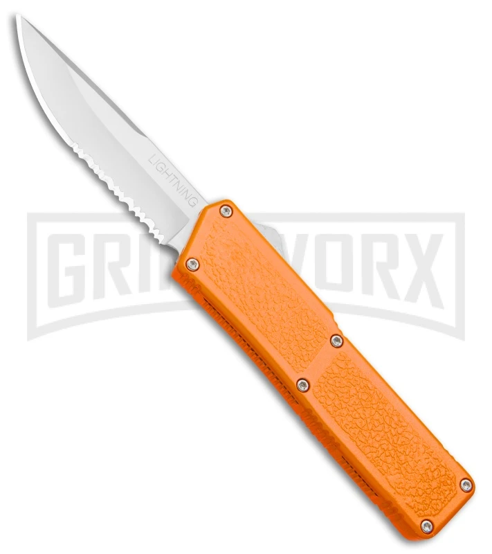 Lightning Orange D/A OTF Automatic Knife - Satin Serr