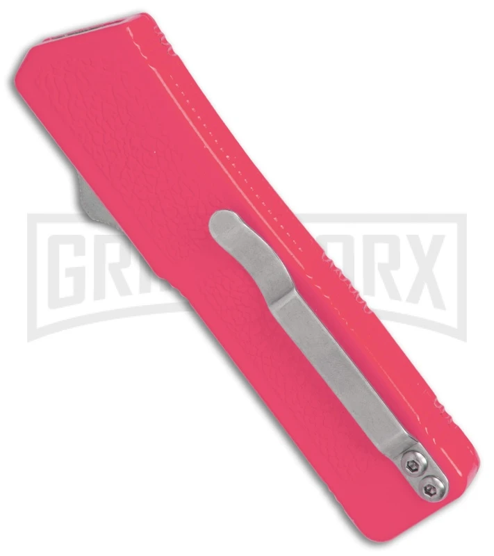Lightning Pink D/A OTF Automatic Knife - Dagger Satin Serr - Image 2