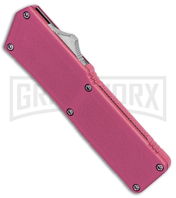 Lightning Pink D/A OTF Automatic Knife - Two-Tone Dagger Serrated - Image 2