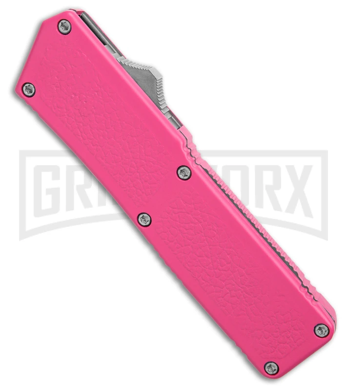 Lightning Pink D/A OTF Automatic Knife - Tanto Satin Serr - Image 2