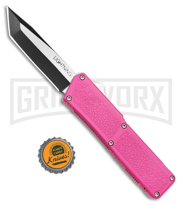 Lightning D/A OTF Automatic Knife Pink Tanto - Two Tone Plain - Image 4