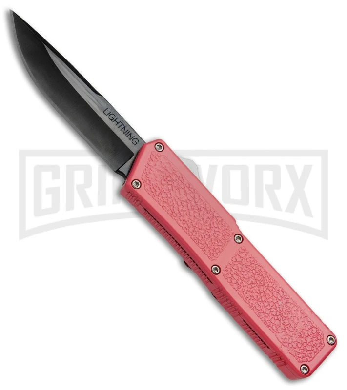 Lightning Pink D/A OTF Automatic Knife - Black Plain