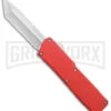 Lightning Red D/A OTF Automatic Knife - Tanto Satin Serr