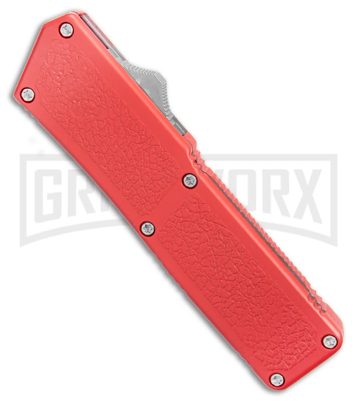 Lightning Red D/A OTF Automatic Knife - Tanto Black Plain - Image 2