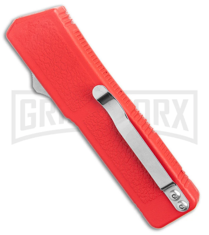 Lightning Red D/A OTF Automatic Knife - Tanto Black Plain - Image 3