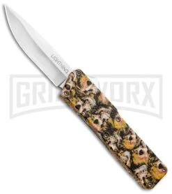 Lightning Skull Camo D/A OTF Automatic Knife - Satin Plain