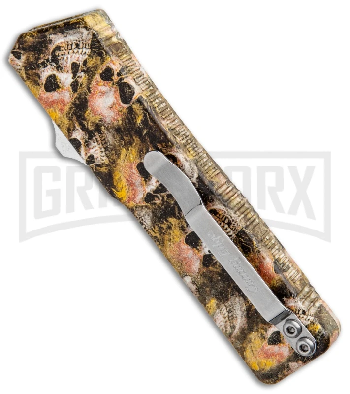 Lightning Skull Camo D/A OTF Automatic Knife - Satin Plain - Image 3