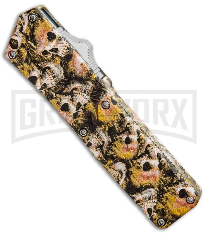 Lightning Skull Camo D/A OTF Automatic Knife - Satin Plain - Image 2