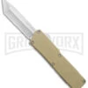 Lightning Tan D/A OTF Automatic Knife - Tanto Satin Serrated