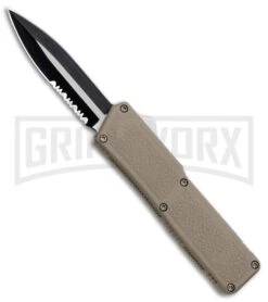 Lightning Tan D/A OTF Automatic Knife - Two-Tone Dagger Serr
