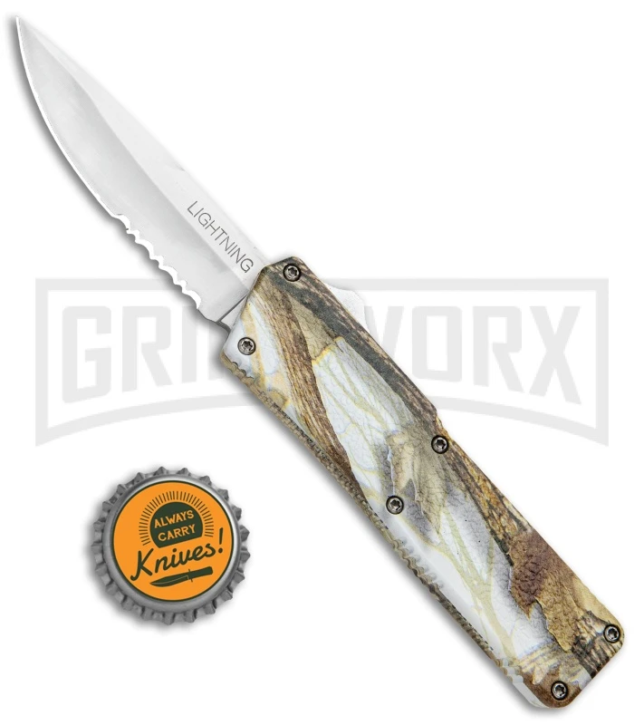 Lightning Tree Camo D/A OTF Automatic Knife - Satin Serr - Image 4