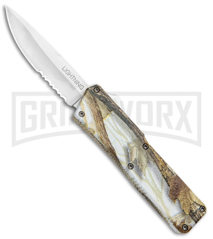 Lightning Tree Camo D/A OTF Automatic Knife - Satin Serr