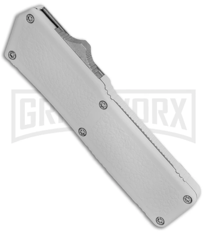 Lightning White D/A OTF Automatic Knife - Black Dagger Serr 4TH18 - Image 2