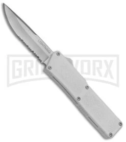 Lightning White D/A OTF Automatic Knife - Satin Serr