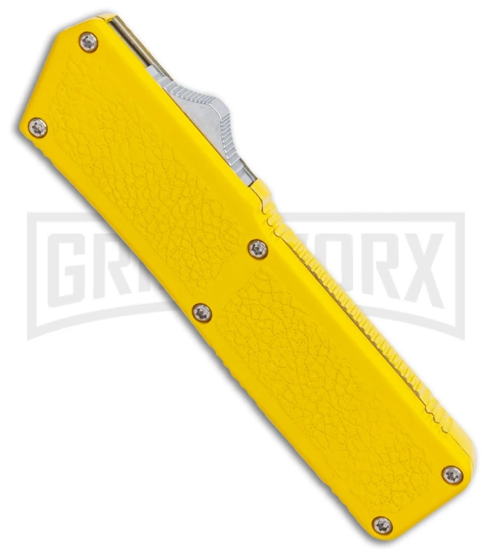 Lightning Yellow D/A OTF Automatic Knife - Two Tone Dagger Serr - Image 2