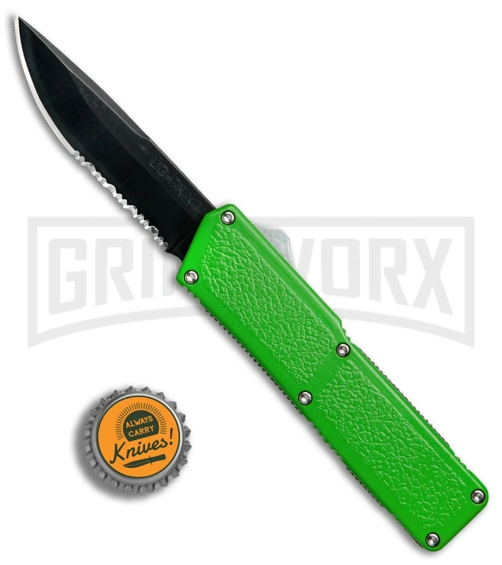 Lightning Zombie Edition Green D/A OTF Automatic Knife - Black Serr - Image 4