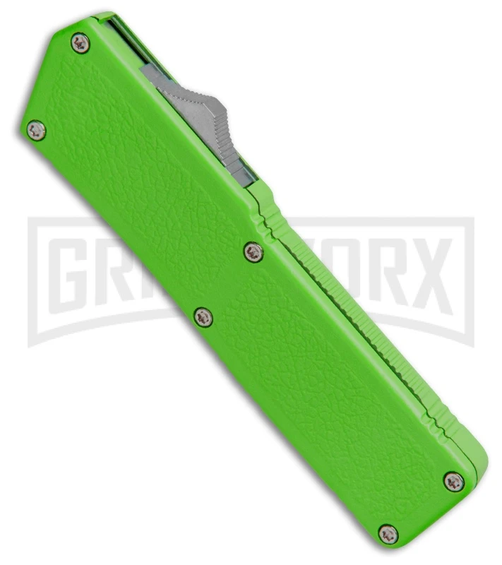 Lightning Zombie Green D/A OTF Automatic Knife - Dagger Two Tone Serr - Image 3