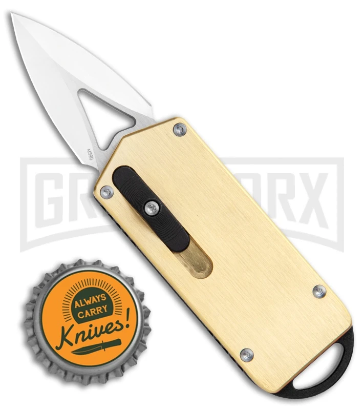 M3 Tactical Tech Rogue Brass/Black D/A OTF Automatic Knife - Satin Plain - Image 5