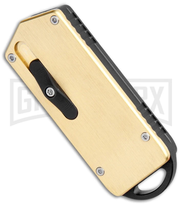 M3 Tactical Tech Rogue Brass/Black D/A OTF Automatic Knife - Satin Plain - Image 2