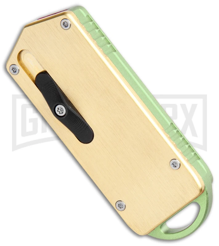 M3 Tactical Tech Rogue Brass/Green D/A OTF Automatic Knife - Black Plain - Image 2