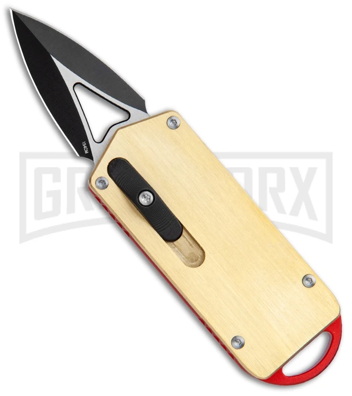 M3 Tactical Tech Rogue Brass/Orange D/A OTF Automatic Knife - Black Plain