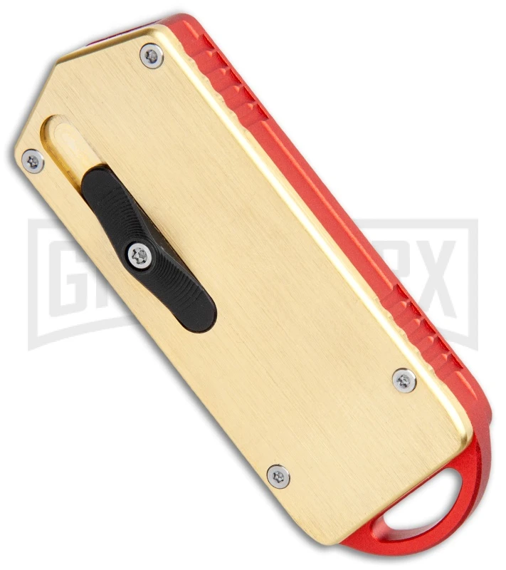 M3 Tactical Tech Rogue Brass/Orange D/A OTF Automatic Knife - Black Plain - Image 2