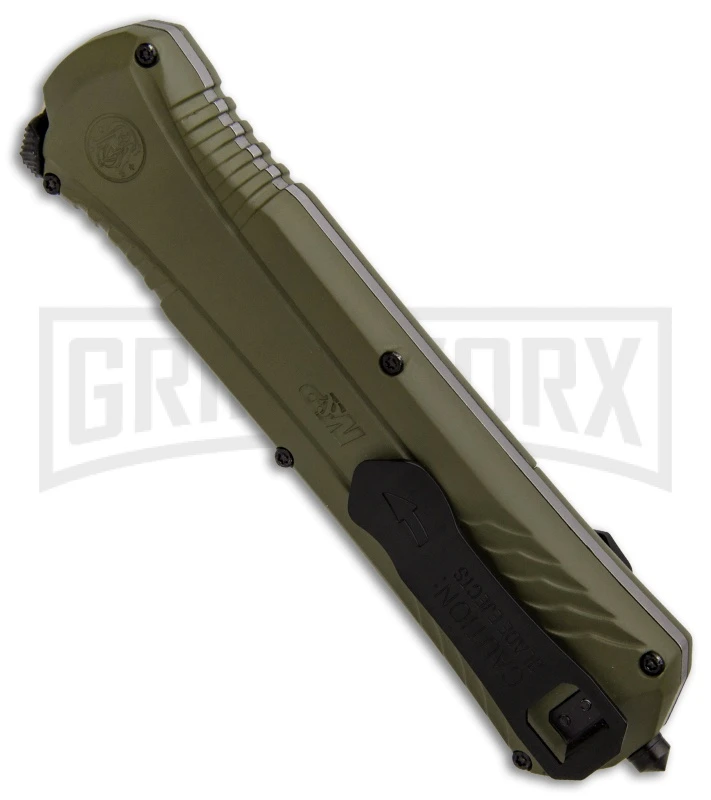 M&P Spring Assisted OD Green OTF Spear Point Knife - Black Plain - Image 2