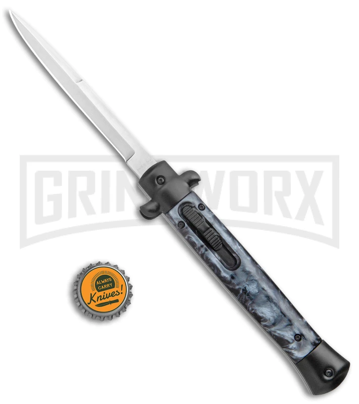 Mago 11" Black Smoke Abyss Italian Stiletto OTF Automatic Knife - Bayo W/Clip - Image 5