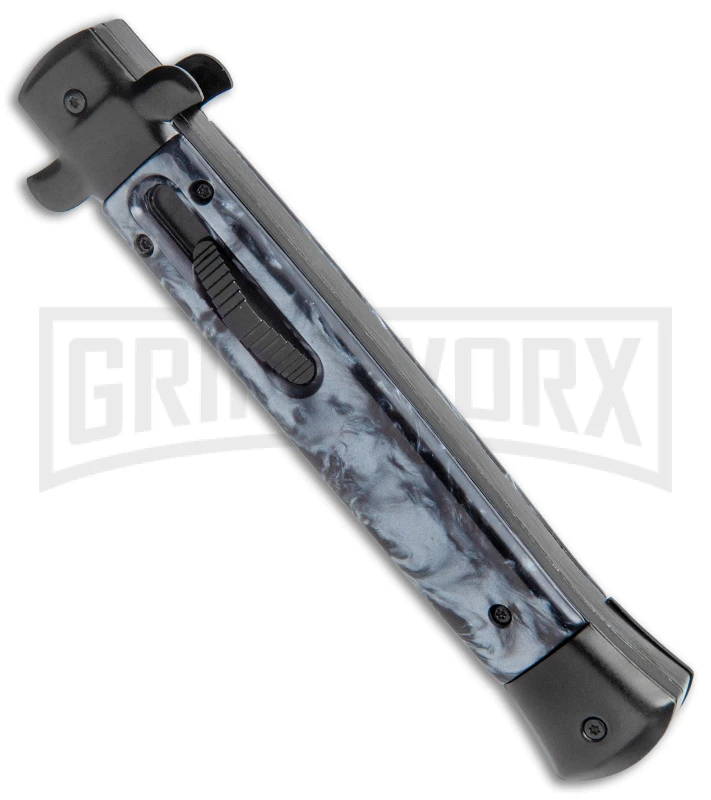 Mago 11" Black Smoke Abyss Italian Stiletto OTF Automatic Knife - Bayo W/Clip - Image 2