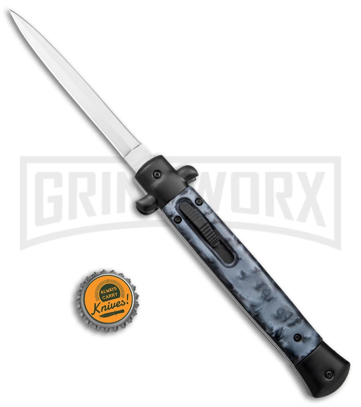 Mago 11" Black Smoke Abyss Stiletto OTF Automatic Knife - Dagger W/o Clip - Image 4