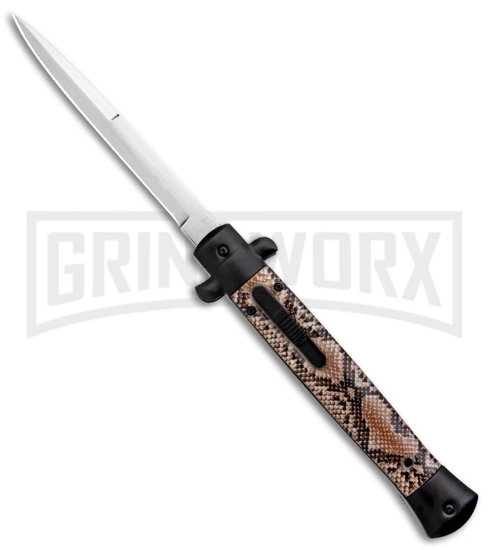 Mago 11" Diamondback Italian Bayonet OTF Automatic Knife - Black Bolsters