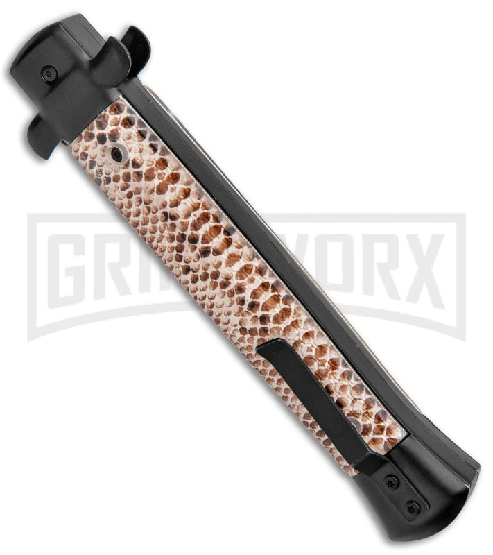 Mago 11" Diamondback Italian Bayonet OTF Automatic Knife - Black Bolsters - Image 3