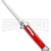 Mago 11" Bayonet Italian Stiletto OTF Knife Red W/Polished Bolster - Satin Plain