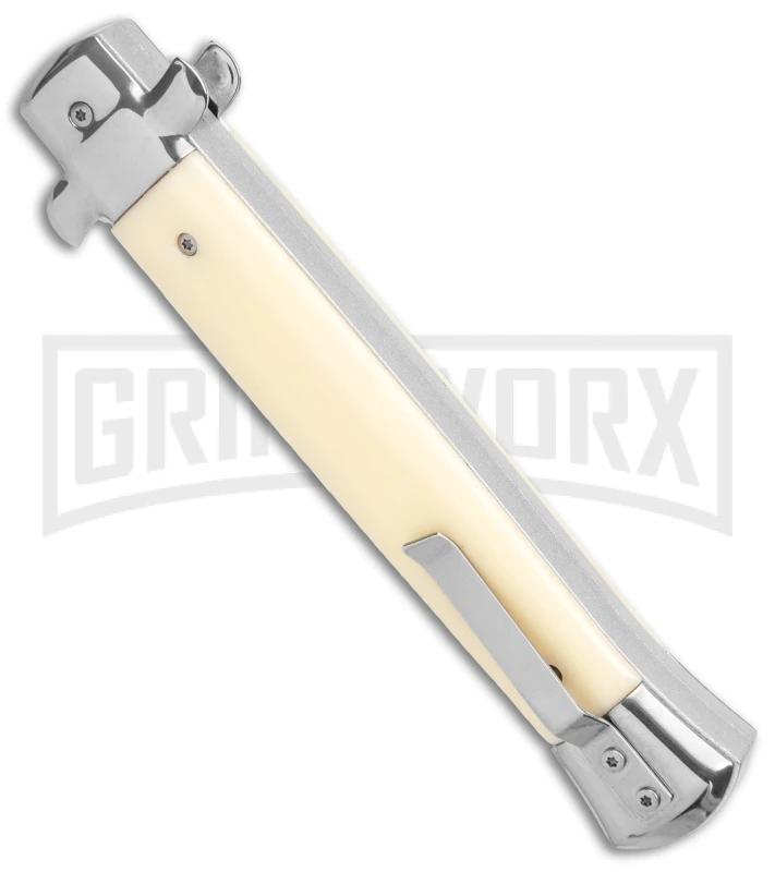 Mago 11" Sim Ivory Italian Stiletto OTF Automatic Knife - Bayo Satin - Image 3