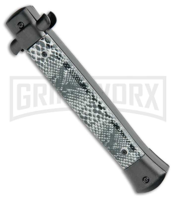 Mago 11" Cottonmouth/Black Italian Stiletto OTF Automatic Knife - Satin Bayo - Image 3