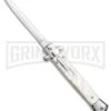 Mago 11" White Marble Italian Stiletto OTF Automatic Knife - Satin Plain Dagger