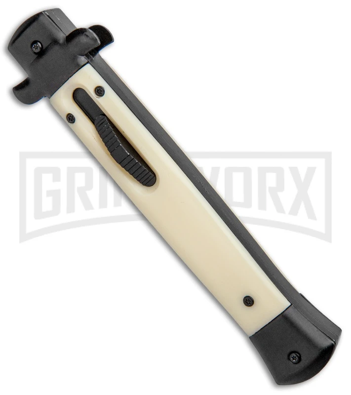 Mago 11" Sim Ivory/Black Italian Stiletto OTF Automatic Knife - Bayo Satin - Image 2