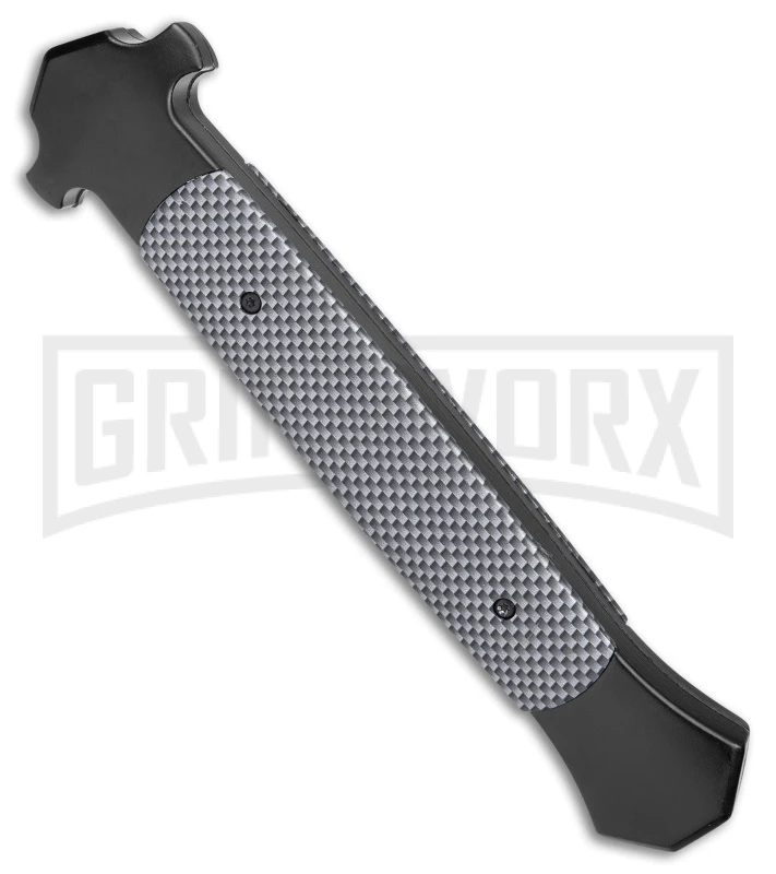 Mago 13"Sim CF/ Black D/A Italian Stiletto OTF Knife - Satin Plain Bayo - Image 3