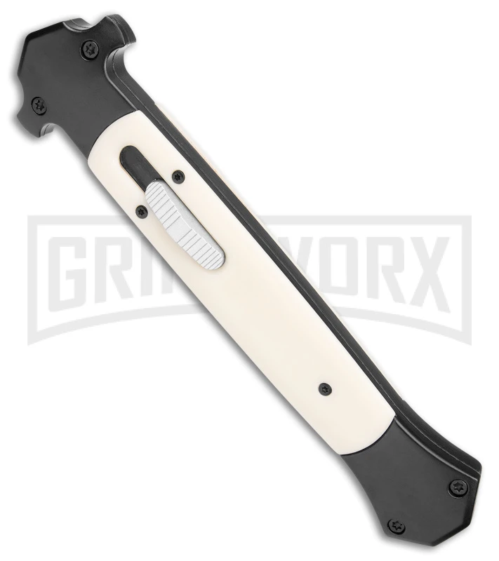 Mago 13"Sim Ivory D/A Italian Stiletto OTF Knife - Satin Plain Bayo - Image 2