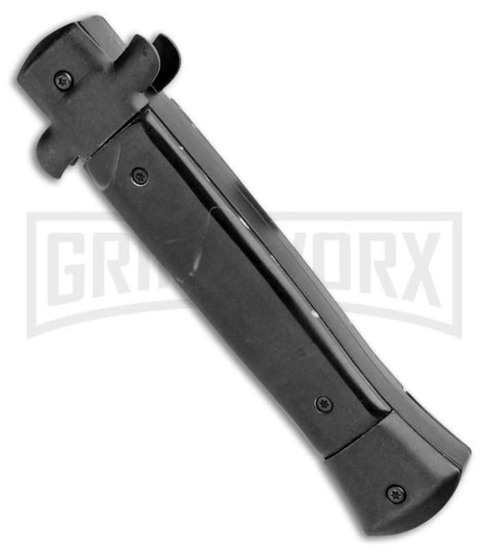 Mago 9" Black Marble Italian Stiletto OTF Auto Knife Dagger Black Bolster Dagger - Image 3