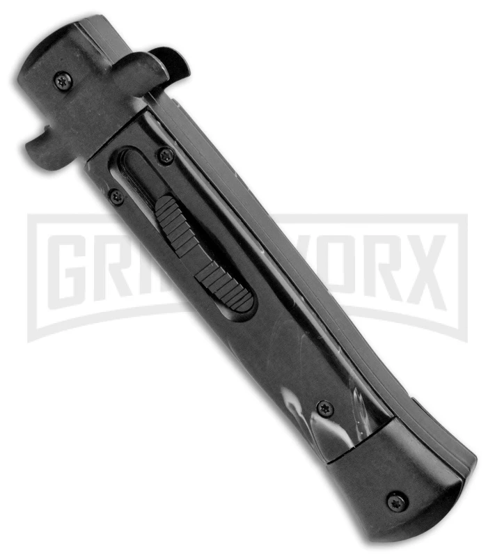 Mago 9" Black Marble Italian Stiletto OTF Auto Knife Dagger Black Bolster Dagger - Image 2