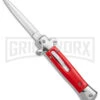 Mago 9" Red Italian Stiletto OTF Automatic - Dagger Satin Plain W/o Clip