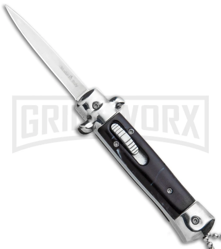 Mago 4.75" Mini Stiletto OTF Automatic Knife - Black Marble