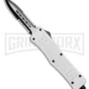 Medium Atomic Defender White Automatic Dagger Knife - Two-Tone Serr
