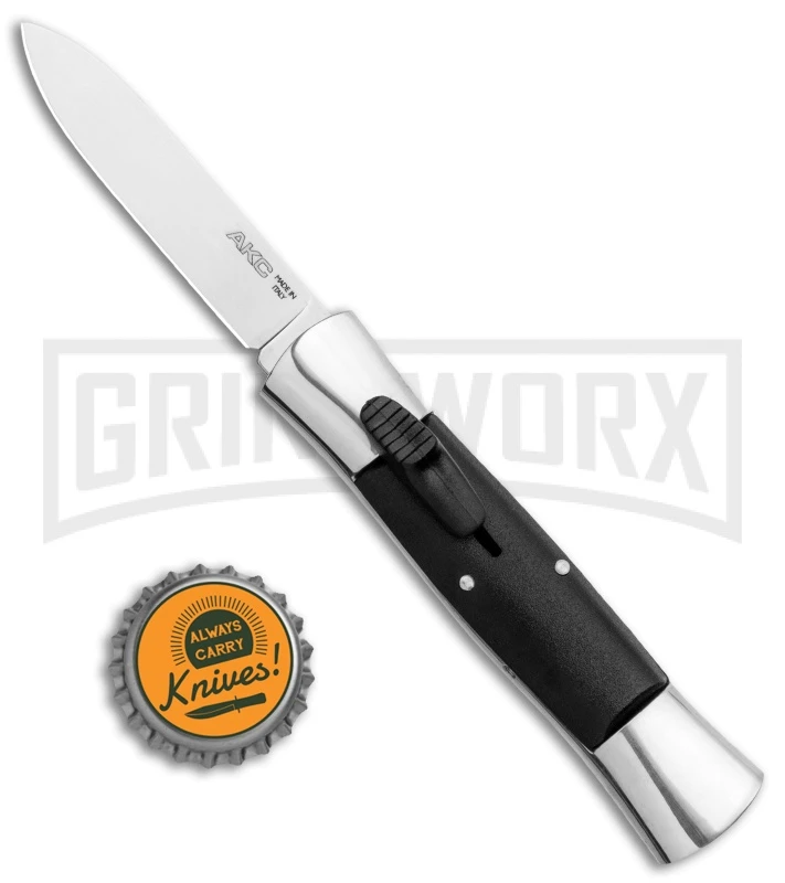 AKC 007 Concord Black OTF Automatic Knife Gray/Black - Spear Point Satin - Image 4