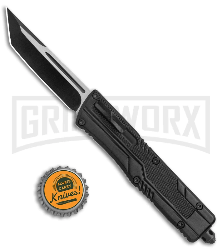 Cytron OTF Textured Black Automatic Tanto Knife - Two-Tone Plain - Image 5