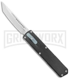 No Limit Knives Hyrax Black OTF Automatic Knife - Tanto Satin Plain