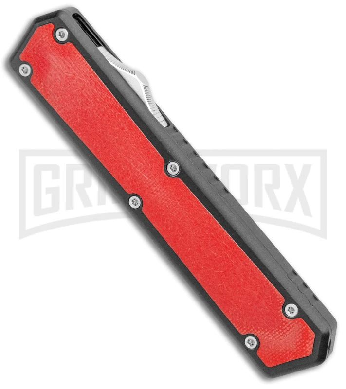 No Limit Knives Vanga Red/Black OTF Automatic Knife - Tanto Satin Plain - Image 2
