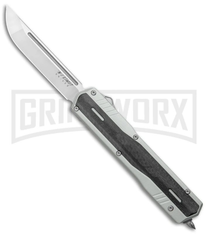 No Limit Night Stalker Silver OTF Automatic Knife - Satin Plain S90V
